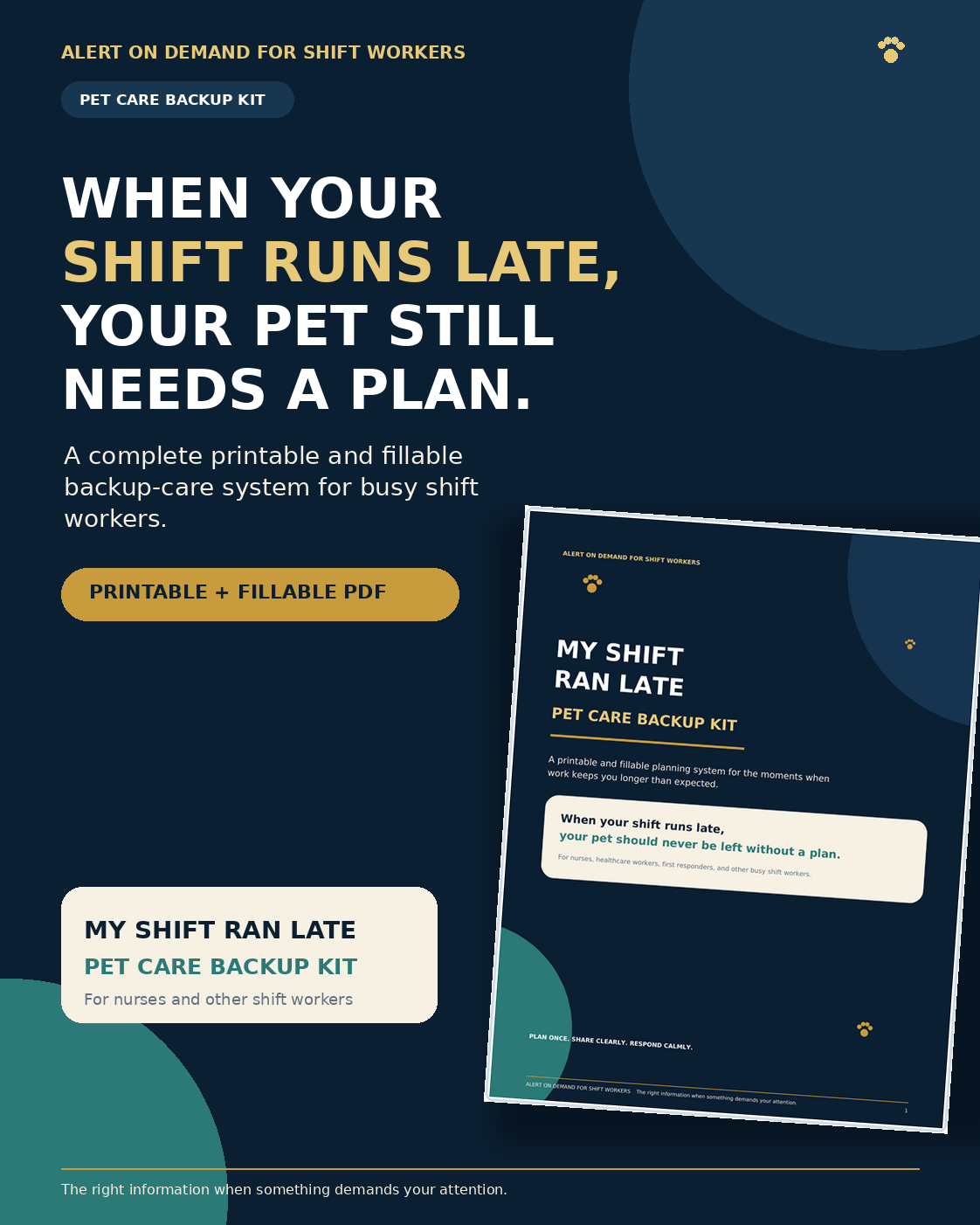 My Shift Ran Late Pet Care Backup Kit for Shift Workers