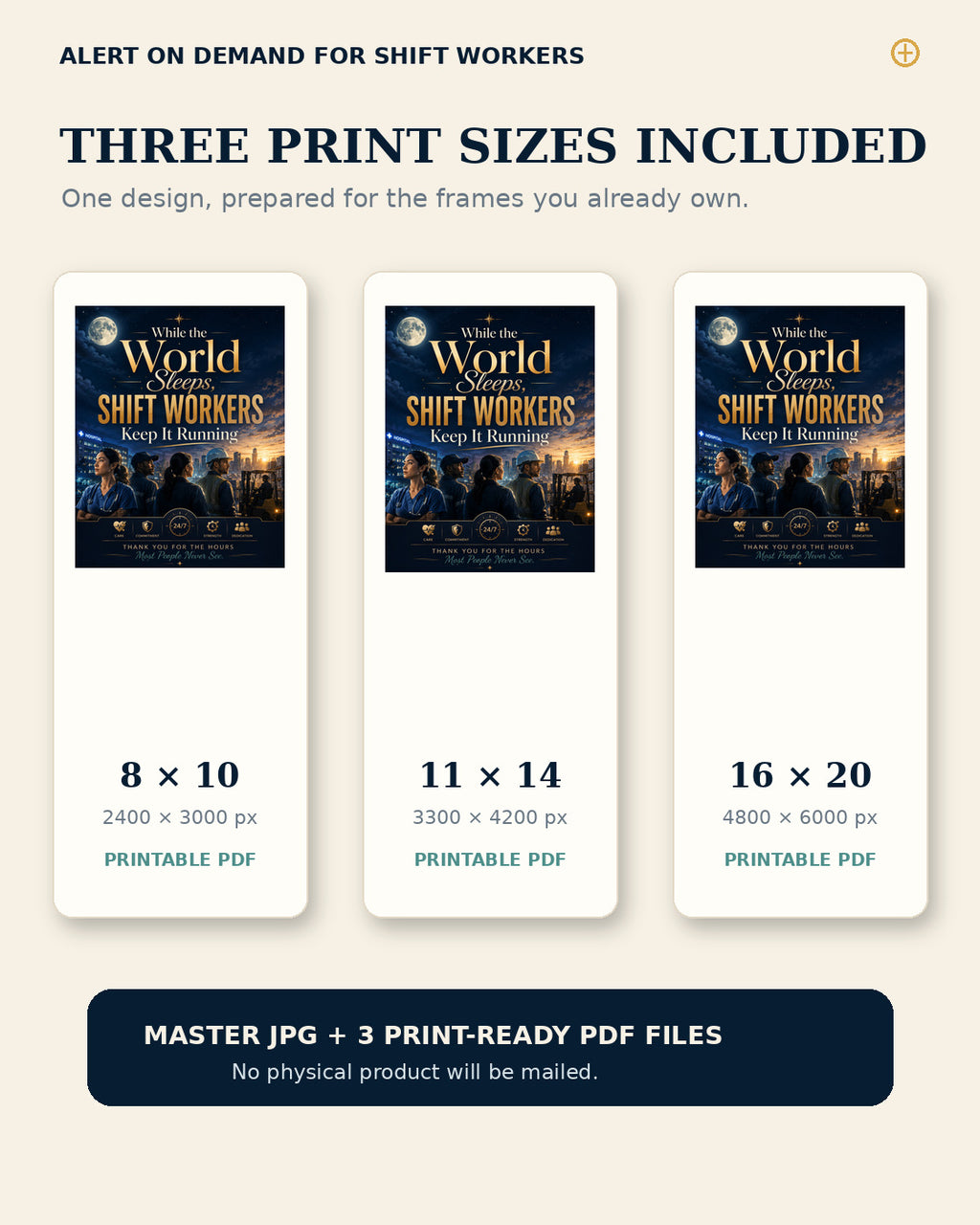 While the World Sleeps Shift Worker Printable Wall Art