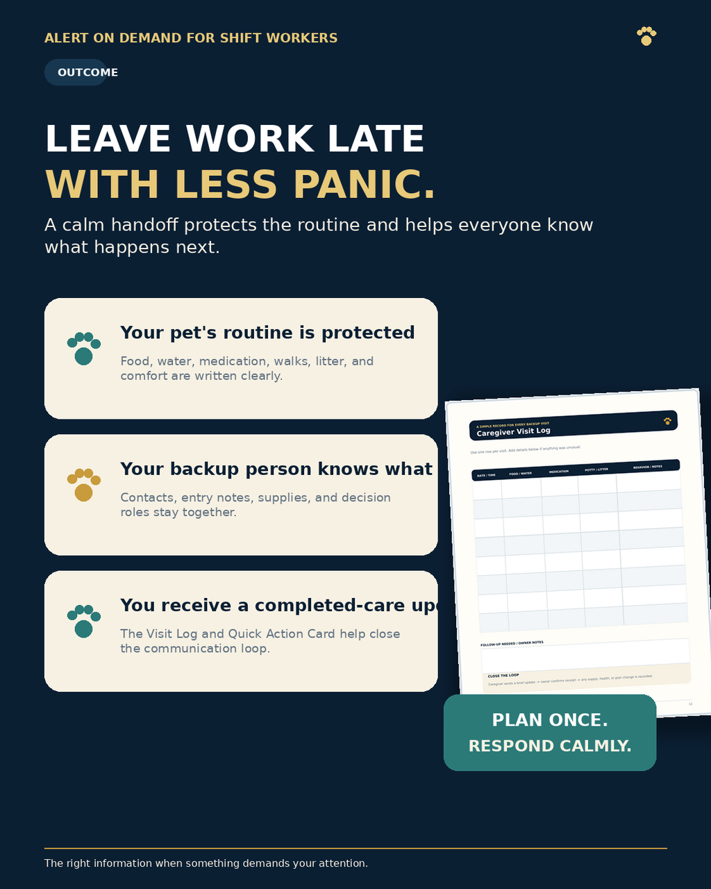 My Shift Ran Late Pet Care Backup Kit for Shift Workers