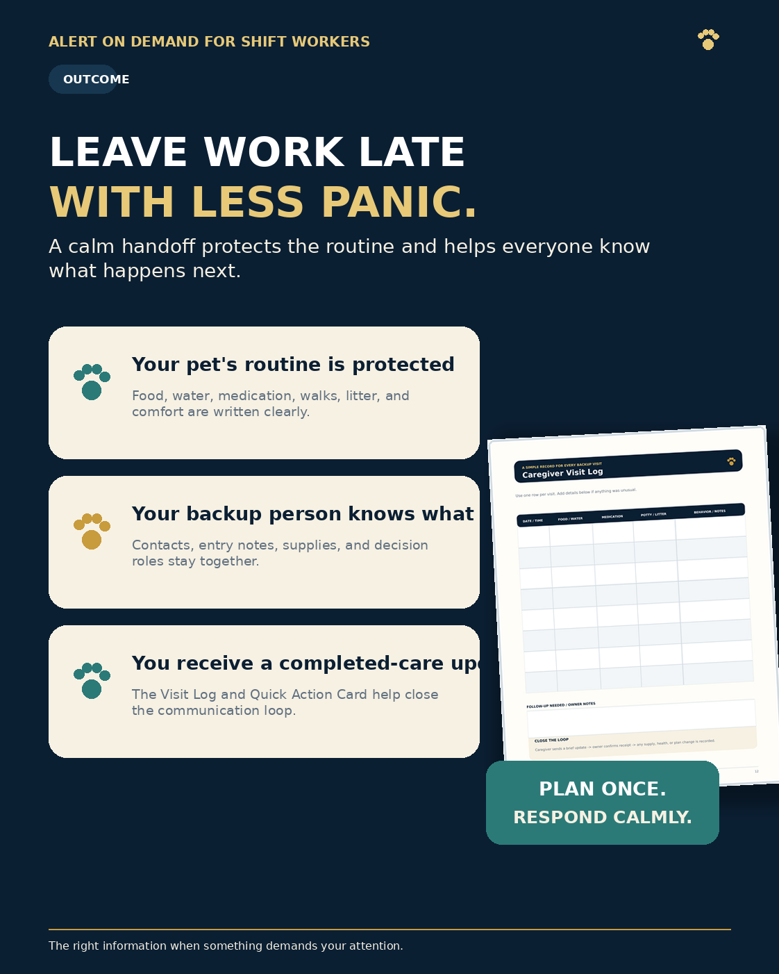 My Shift Ran Late Pet Care Backup Kit for Shift Workers