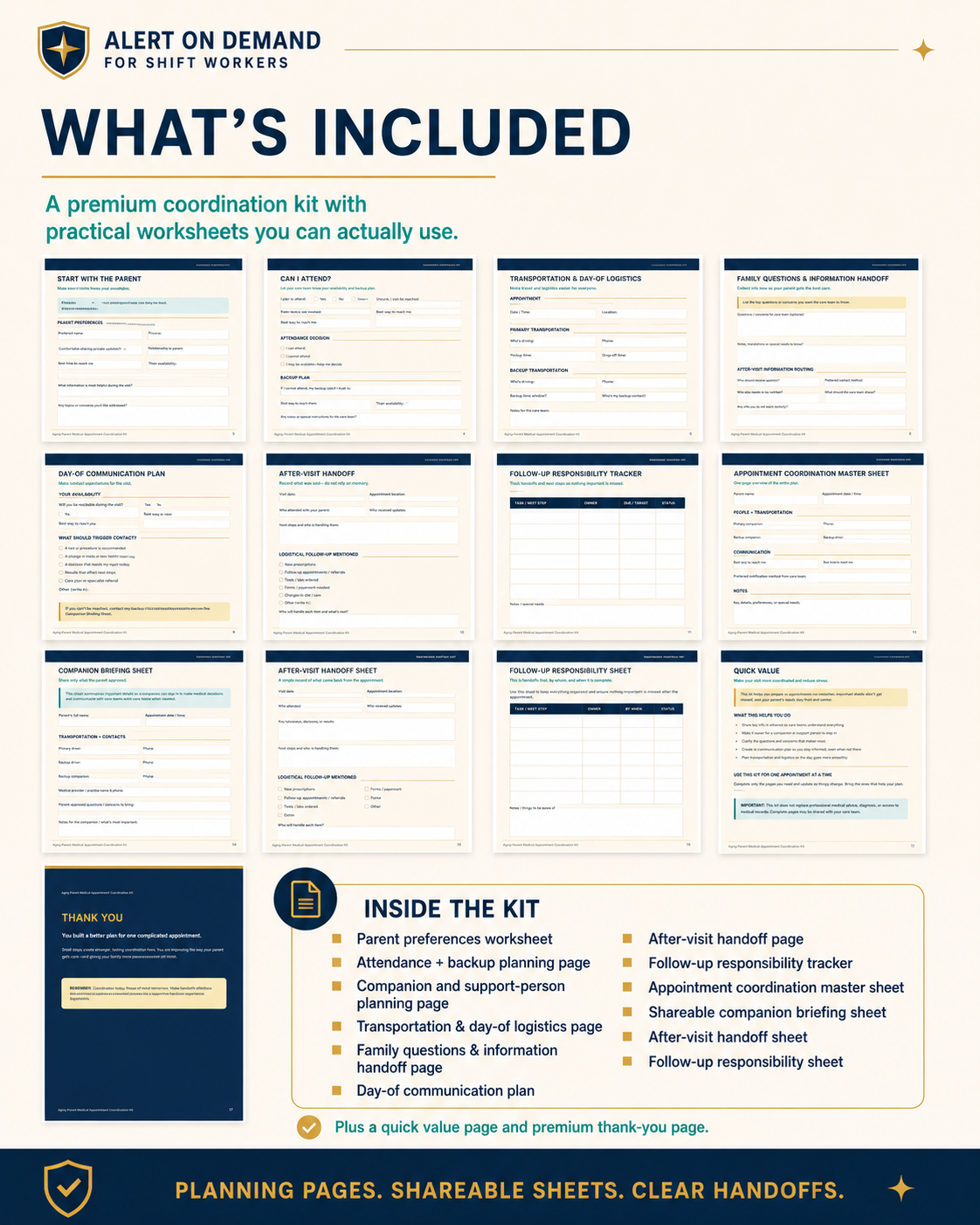 Aging-Parent Medical Appointment Coordination Kit for Shift Workers