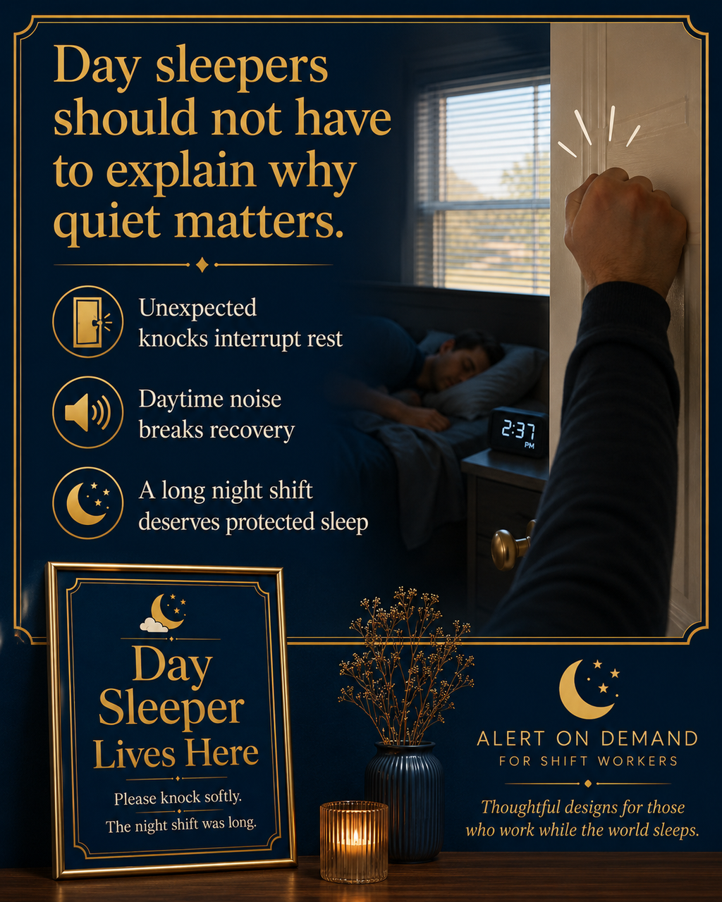 Day Sleeper Lives Here Printable Door Sign / Wall Art
