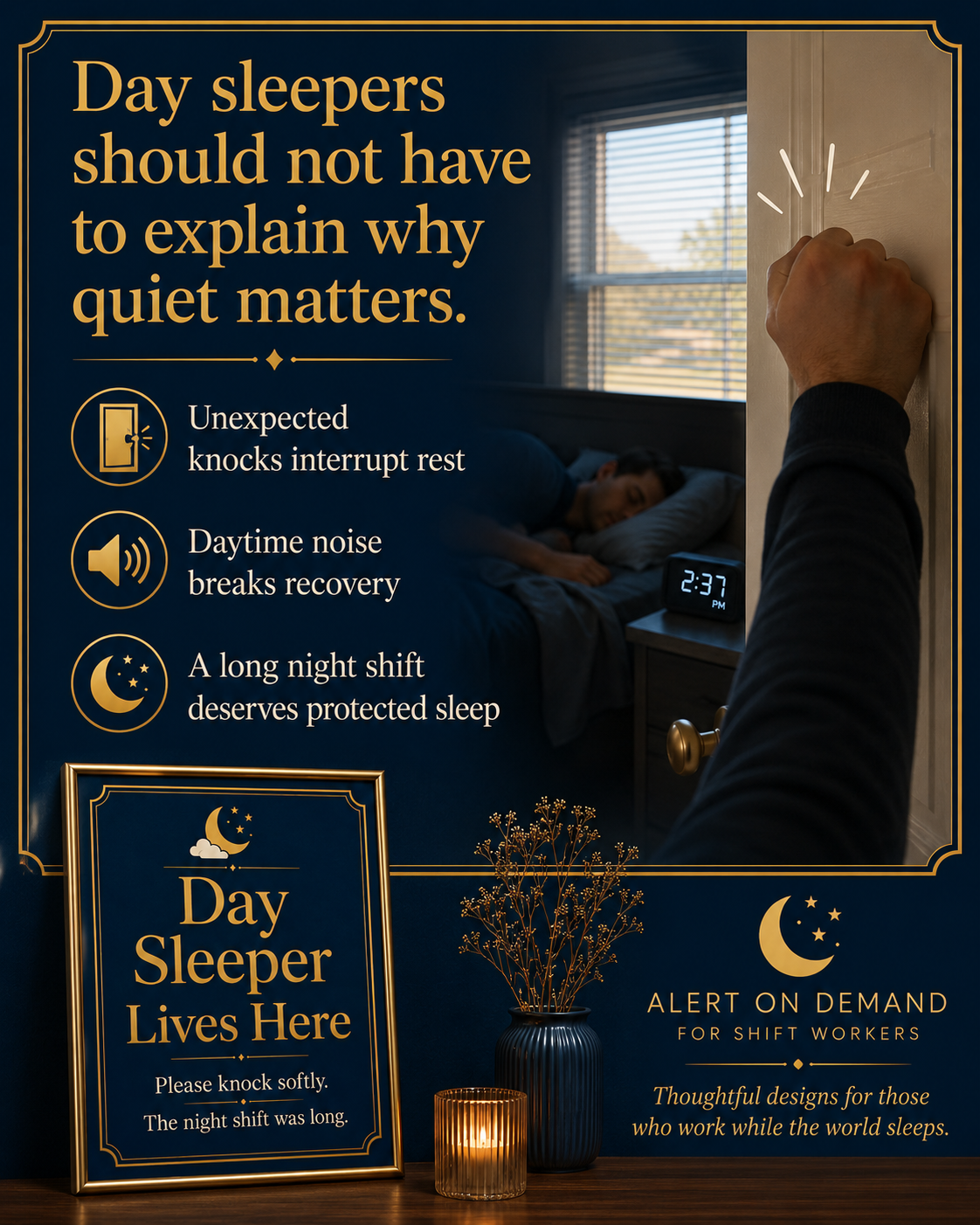 Day Sleeper Lives Here Printable Door Sign / Wall Art