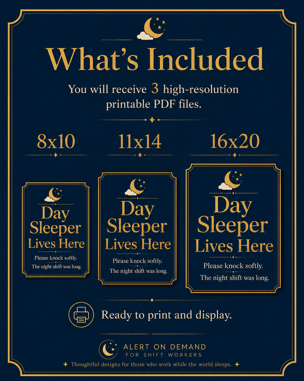 Day Sleeper Lives Here Printable Door Sign / Wall Art