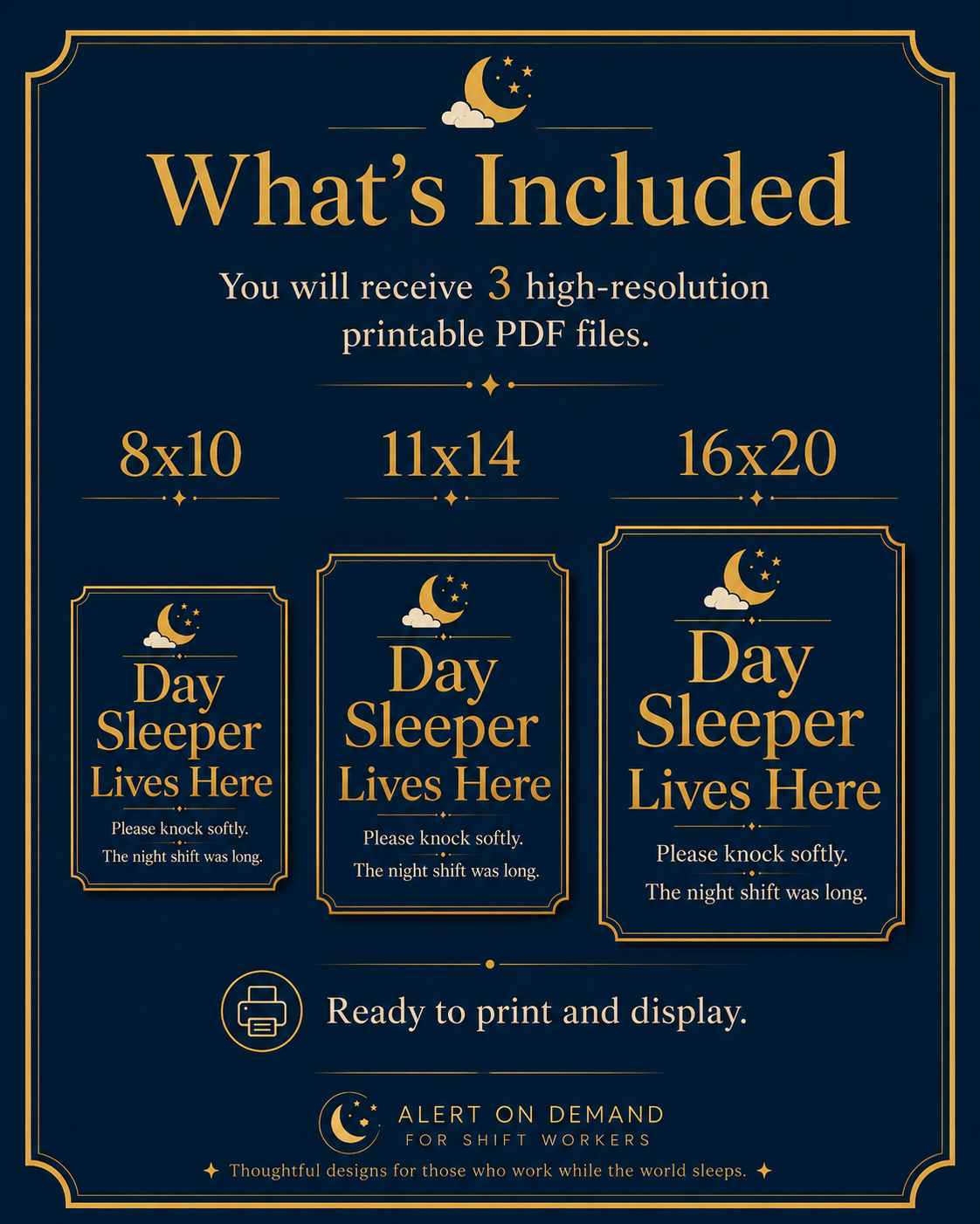 Day Sleeper Lives Here Printable Door Sign / Wall Art