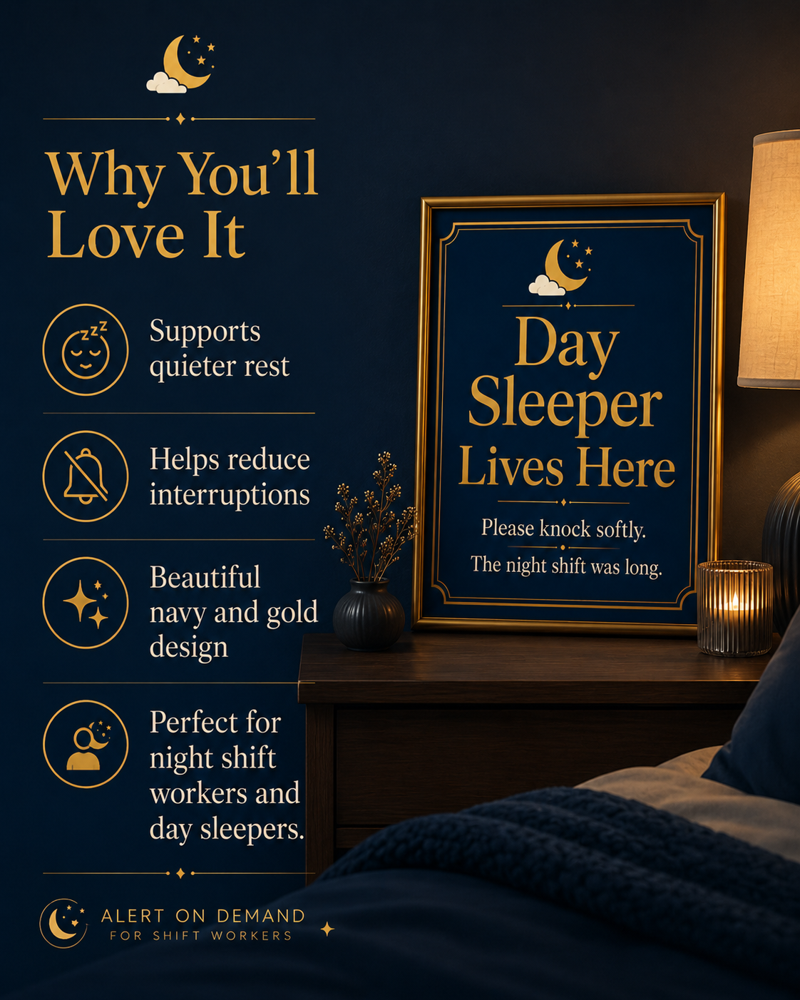 Day Sleeper Lives Here Printable Door Sign / Wall Art