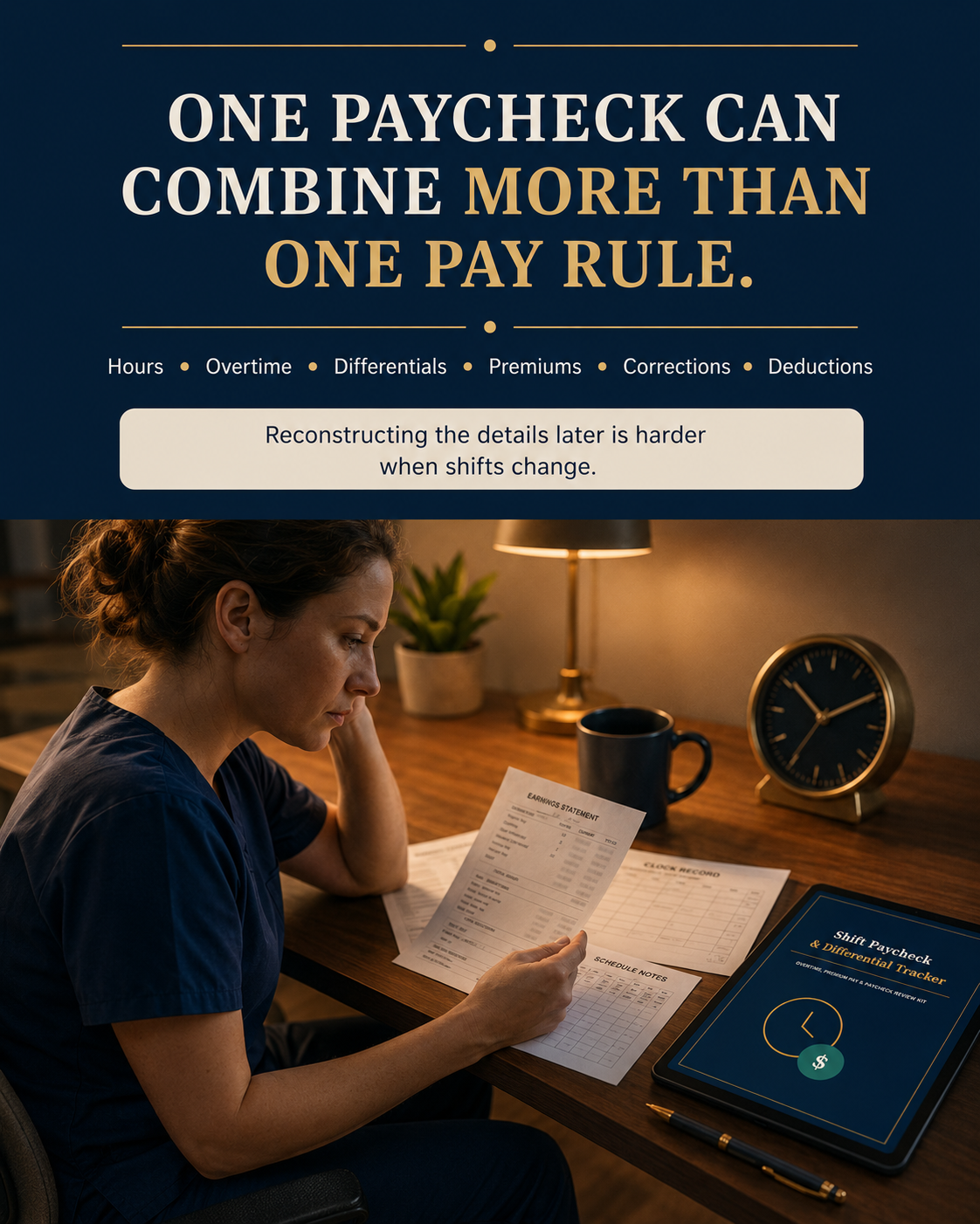 Shift Paycheck & Differential Tracker | Overtime & Paystub Review Kit