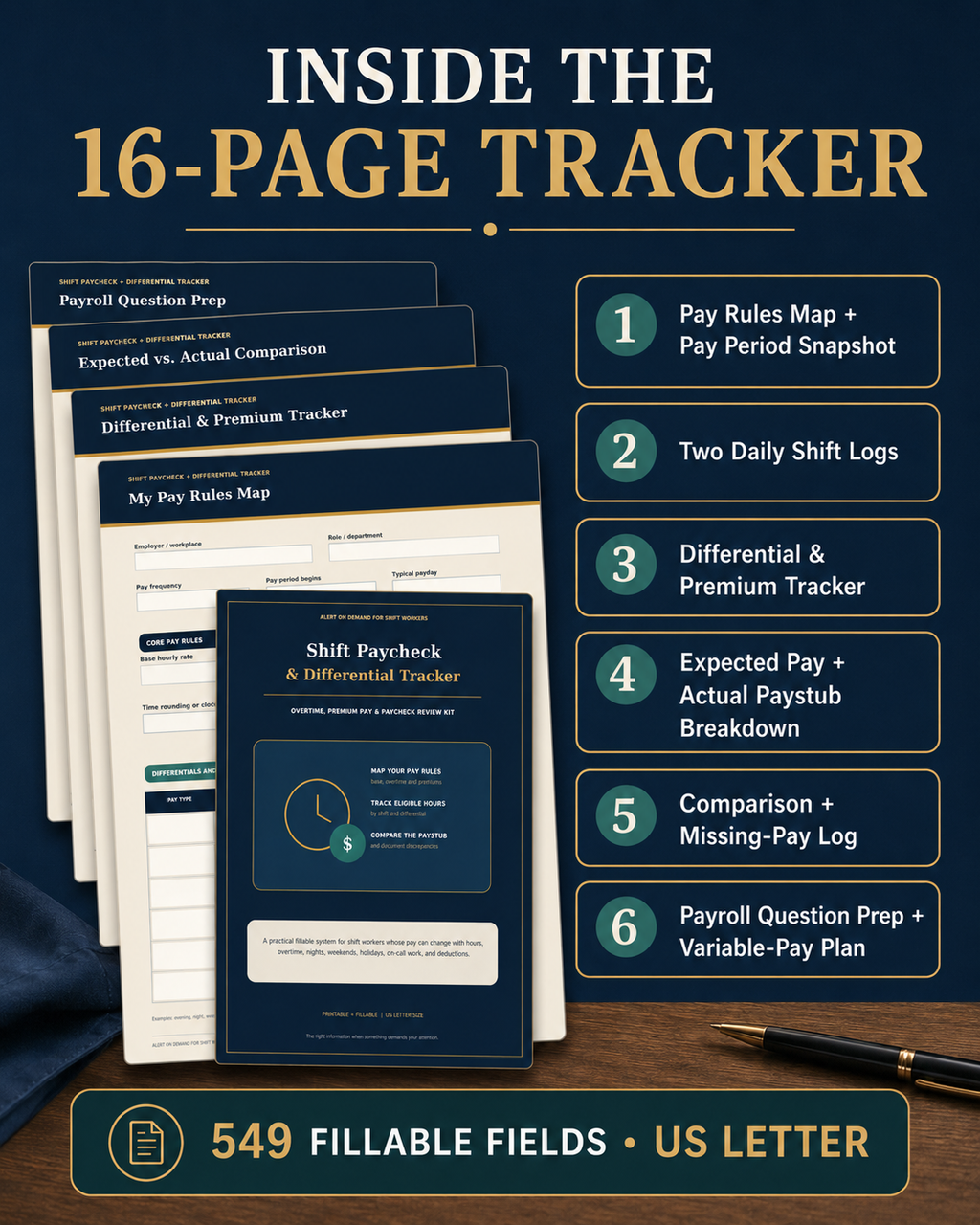 Shift Paycheck & Differential Tracker | Overtime & Paystub Review Kit
