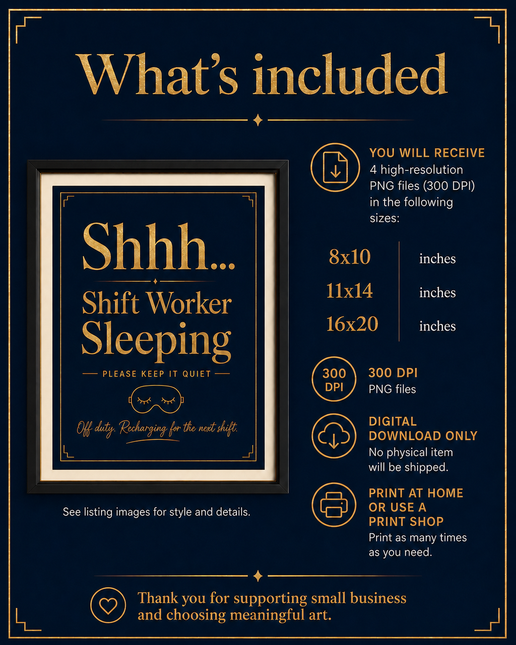 Shhh Shift Worker Sleeping Printable Wall Art
