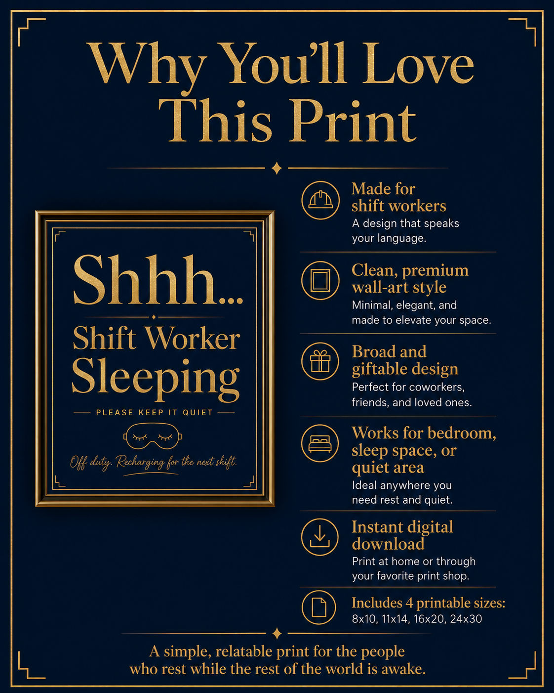Shhh Shift Worker Sleeping Printable Wall Art
