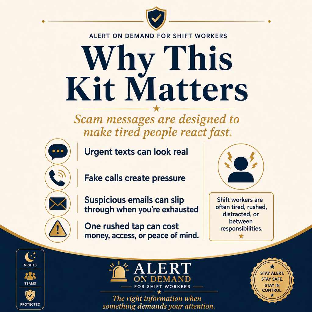 Shift-Safe Scam Spotter Kit for Busy Shift Workers