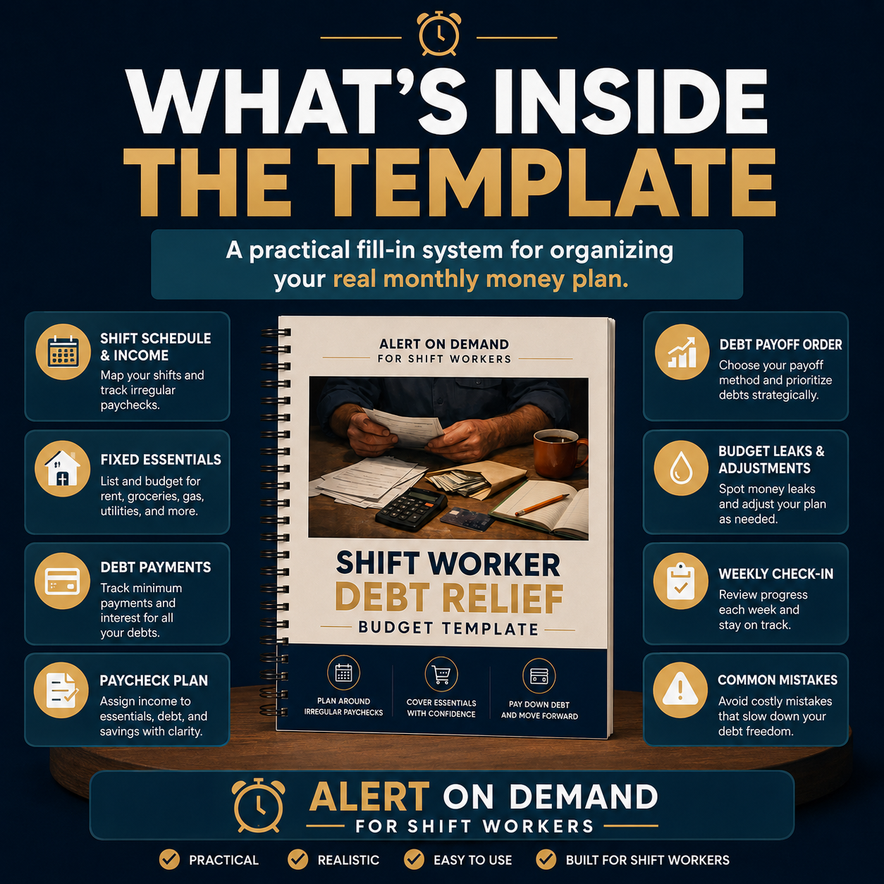 Debt Relief Budget Template For Shift Workers | Printable Debt Payoff Planner Fillable PDF