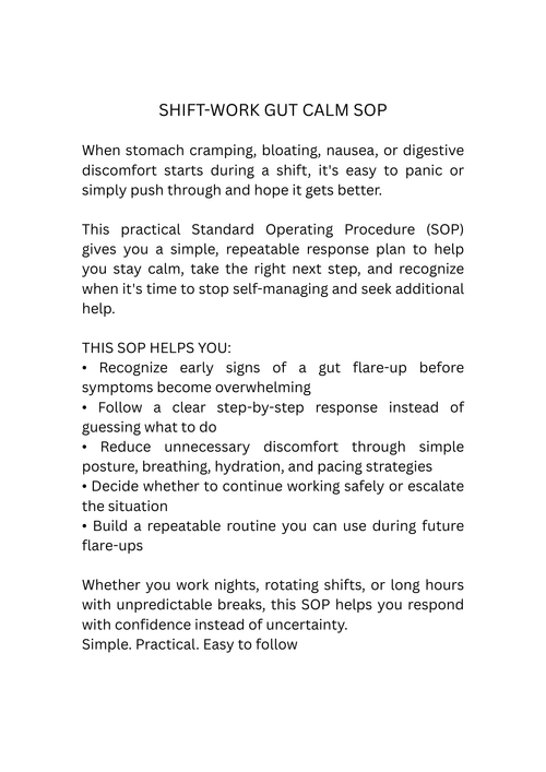 Shift-Work Gut Calm SOP | Digestive Flare-Up Response Guide for Night & Rotating Shift Workers